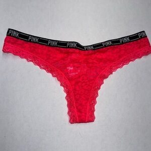 PINK VICTORIA SECRET, Pink low rise lace thong, Small, NWT